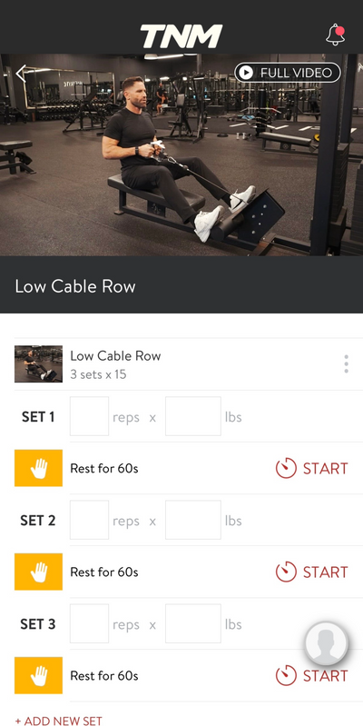App screenshot showing workout plan