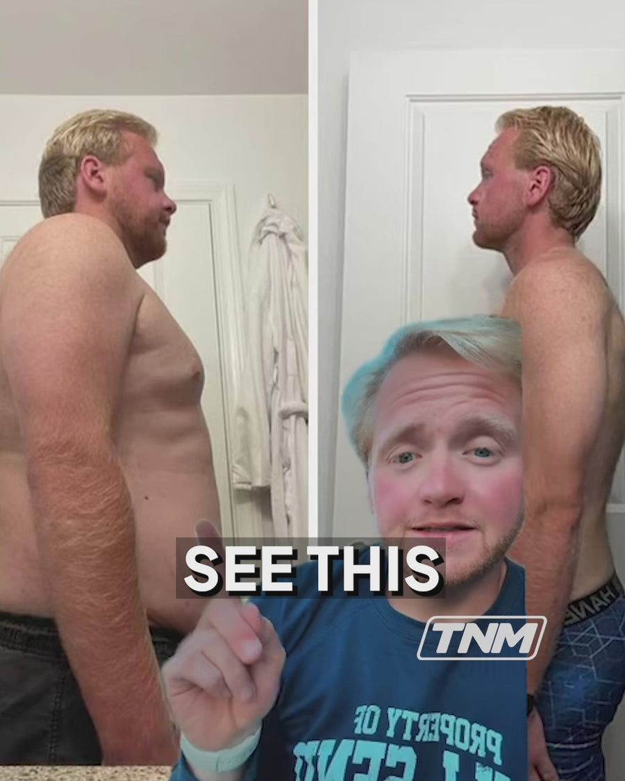 Braydon video review discussing 50lb weight loss journey with TNM 1-on-1 coaching.