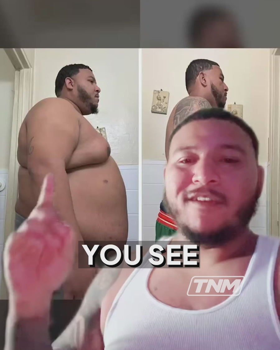 Mike video testimonial revealing 90-pound body transformation on the TNM fitness protocol.